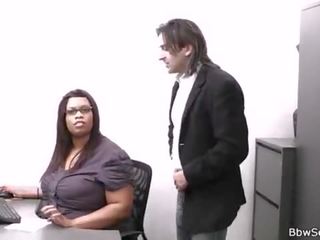 Married boss cheating with fat ebony secretary