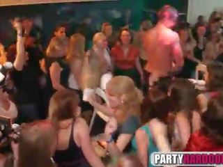 Swell girls suck male strippers at the party