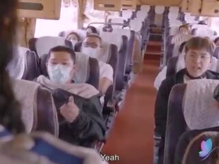 Volwassen video- tour bus met rondborstig aziatisch teef origineel chinees av seks klem met engels sub