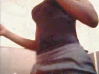 Ebony babe with big tits plays on webcam clip