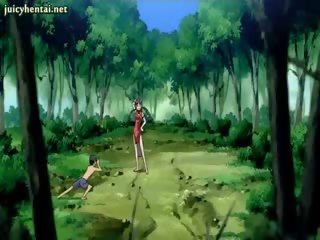 Hentai filha fica aparafusado em floresta