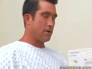 Grand busty brunette doctor wish a cum sample from a buddy