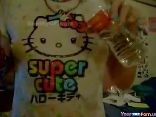 Captivating Japanese lover With Wet Hello Kitty T-Shirt