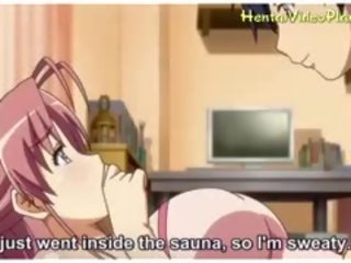 Kauniita anime tytöt sisään saunan