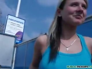 Attractive terrific chick sucks and fucks in public