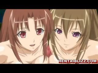 Three manga girls showing her attractive body when take bath