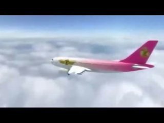 Libidinous हवा hostess शहद फक्किंग में विमान
