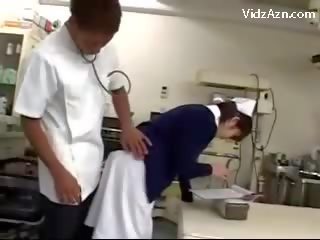 Nurse Getting Her Pussy Rubbed By professor And 2 Nurses At The Surgery