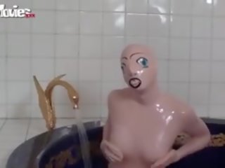 Tanja Takes A Bath In Her Latex xxx video Doll Costume