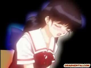 Ba hentai cuties bị ràng buộc lên và tàn nhẫn fucked lược trong một shed