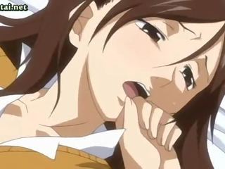 Krūtainas anime sweety izpaužas pirkstiem