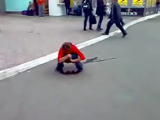 Drunk Russian young female Peeing In Streets