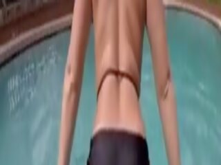 Justin sane qirje pornstar mur rrethues brooke në the pool&period; ai mbush të saj pidh me i madh spermë dhe lejon ajo drip jashtë në the ujë