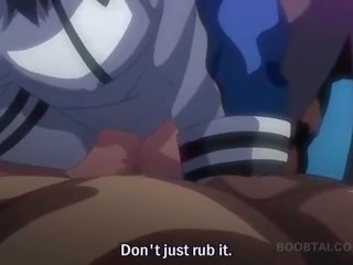 Hentai tramp jumping cum loaded manhood on the floor