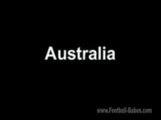 Australian hottie in football jersey