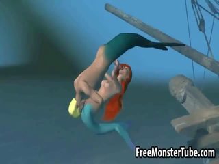 3d poco mermaid persona maravillosa consigue follada duro bajo el agua