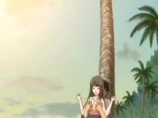 I madh bythë anime nxënëse squirts në the plazh