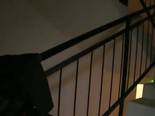Extraordinary brunette amateur goddess fucked in public stairs
